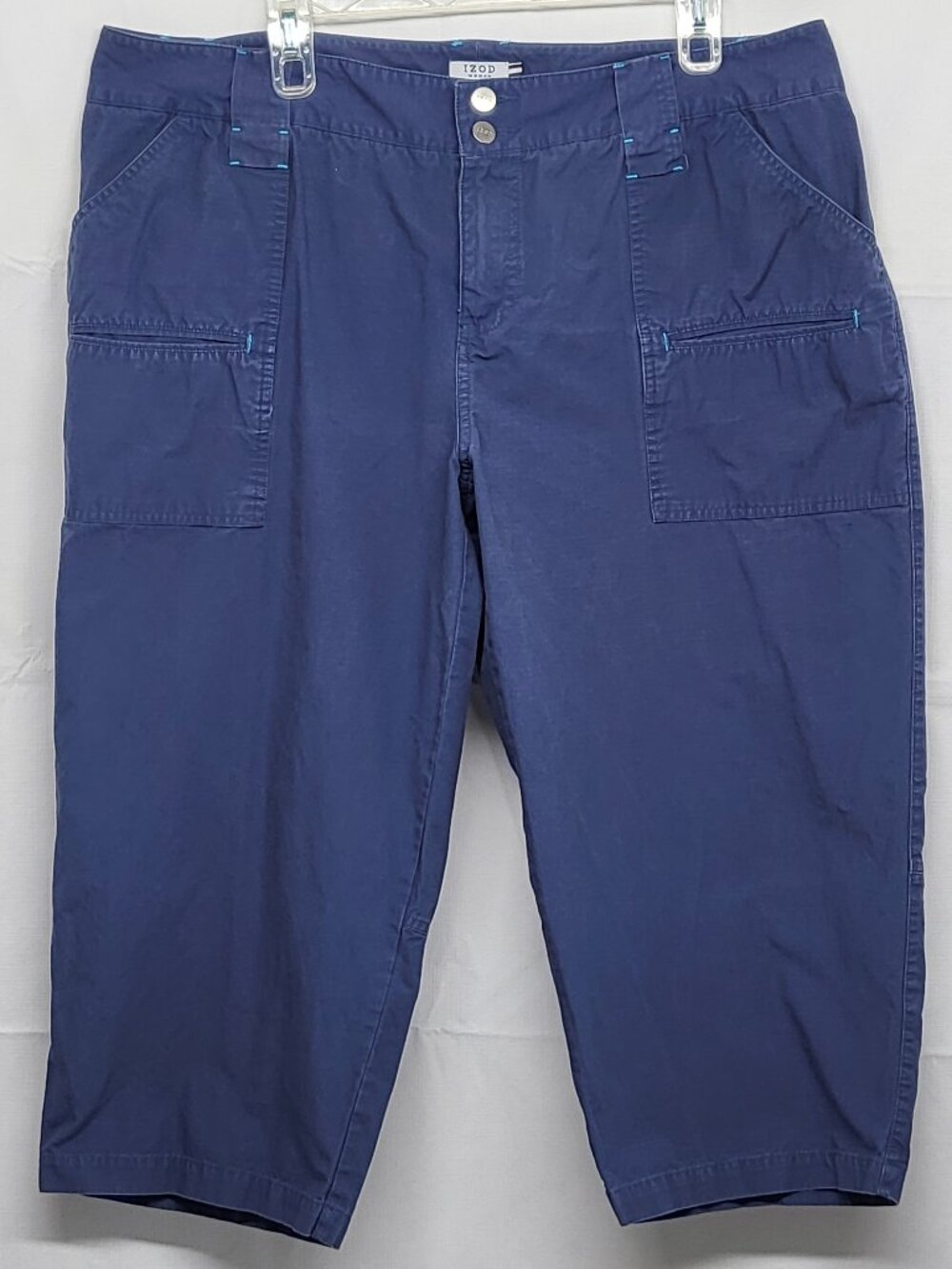 Izod Womens Capri Pants Ripstop Womens 18W Plus 100% Cotton Pockets Blue
